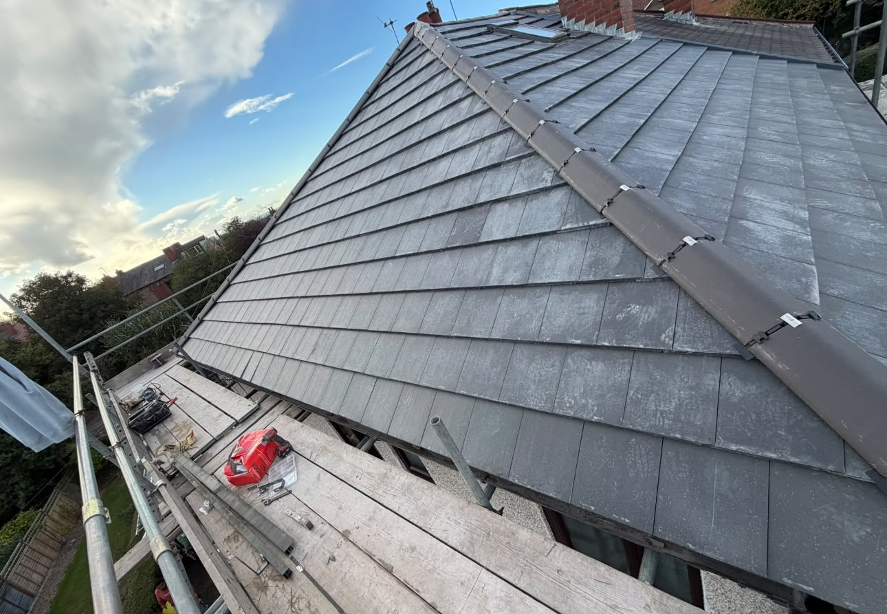Completed grey tiled roof replacement